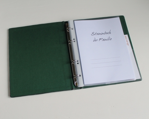 Stammbuch "Lebensbaum" aus grünem Nappaleder, DIN A5